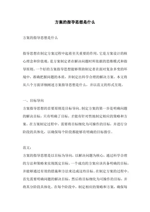 方案的指导思想是什么