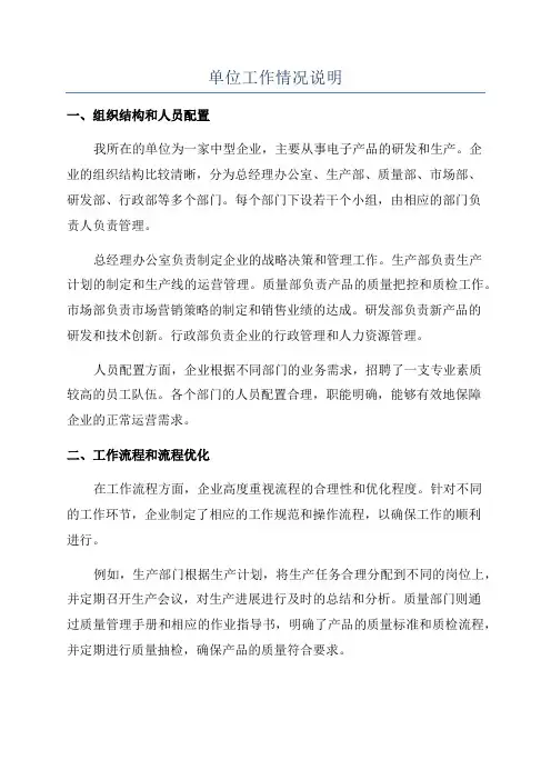单位工作情况说明