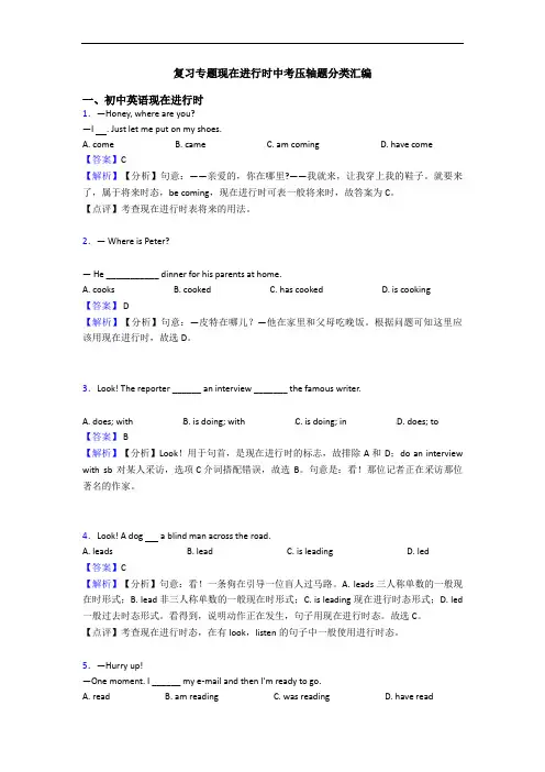 复习专题现在进行时中考压轴题分类汇编