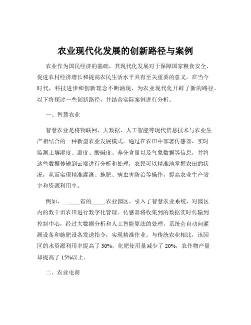 农业现代化发展的创新路径与案例