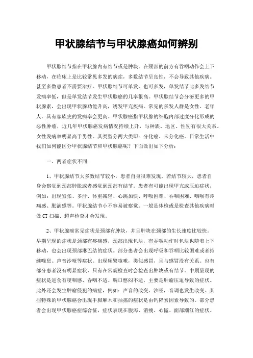 甲状腺结节与甲状腺癌如何辨别