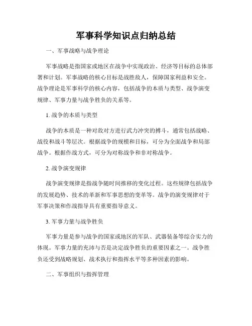 军事科学知识点归纳总结