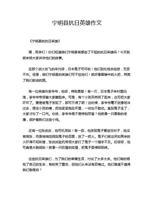 宁明县抗日英雄作文