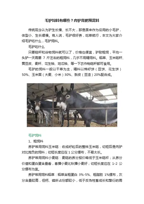 毛驴饲料有哪些？肉驴育肥预混料