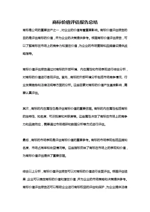 商标价值评估报告总结