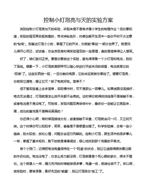 控制小灯泡亮与灭的实验方案