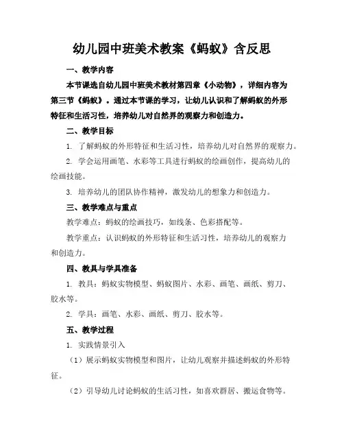 幼儿园中班美术教案《蚂蚁》含反思