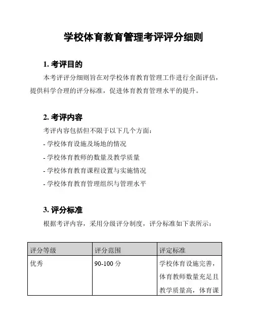 学校体育教育管理考评评分细则