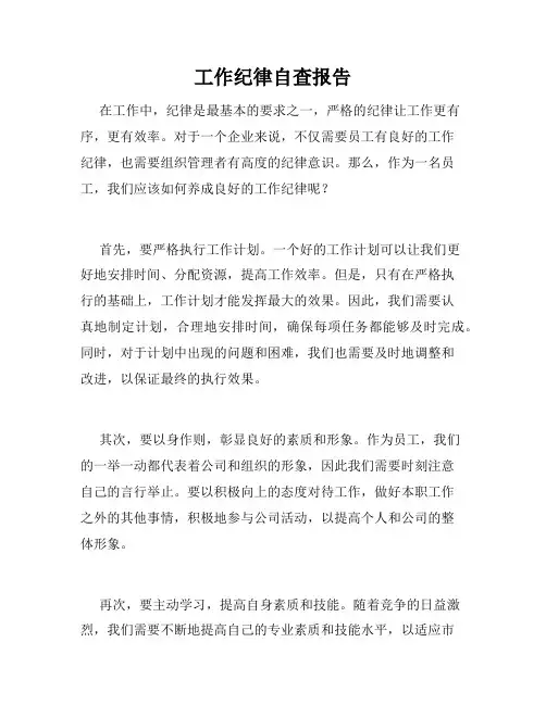工作纪律自查报告