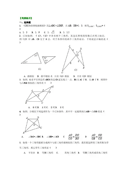 《相似三角形判定定理的证明》巩固练习(提高)