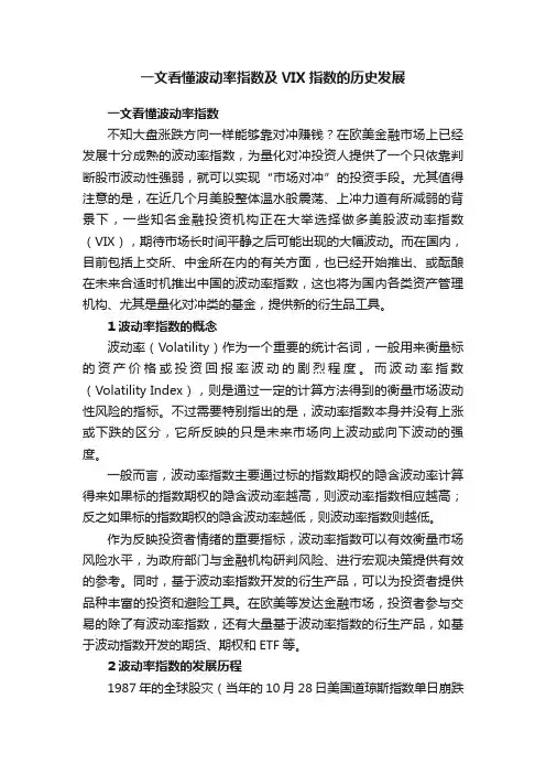 一文看懂波动率指数及VIX指数的历史发展