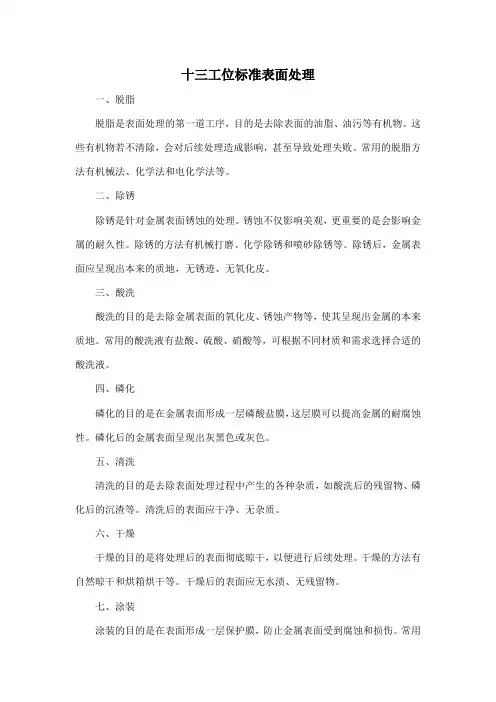 十三工位标准表面处理