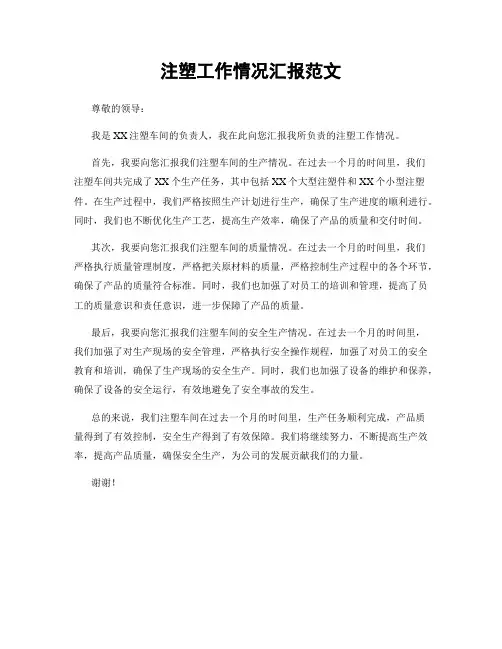 注塑工作情况汇报范文