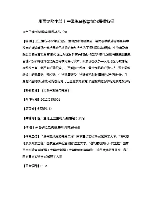 川西坳陷中部上三叠统马鞍塘组沉积相特征
