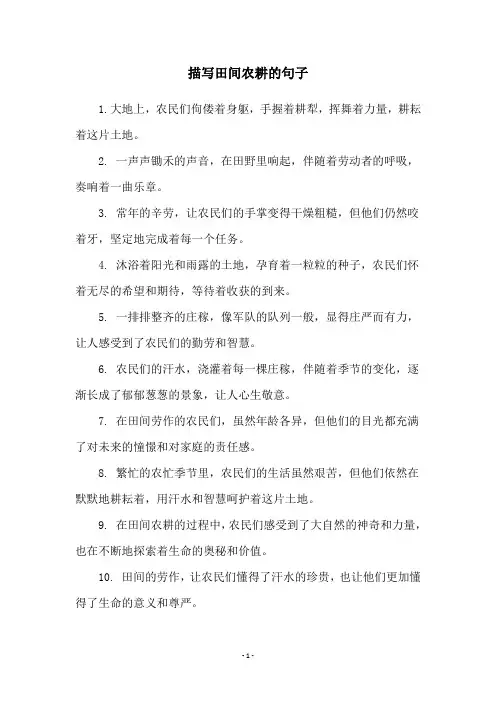 描写田间农耕的句子