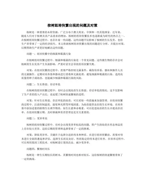 桉树组培快繁出现的问题及对策