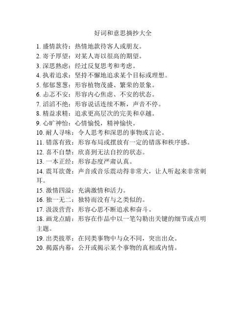 好词和意思摘抄大全