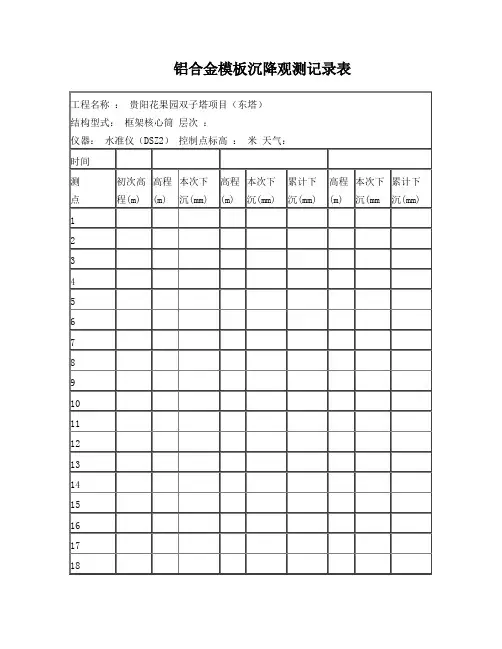 高支模沉降观测记录表