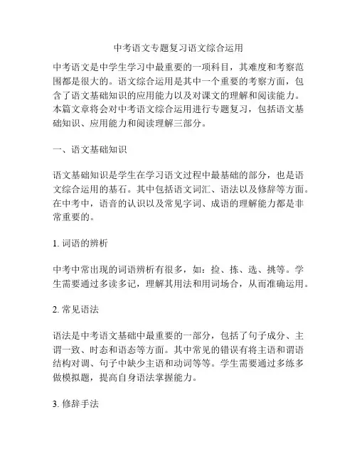 中考语文专题复习语文综合运用