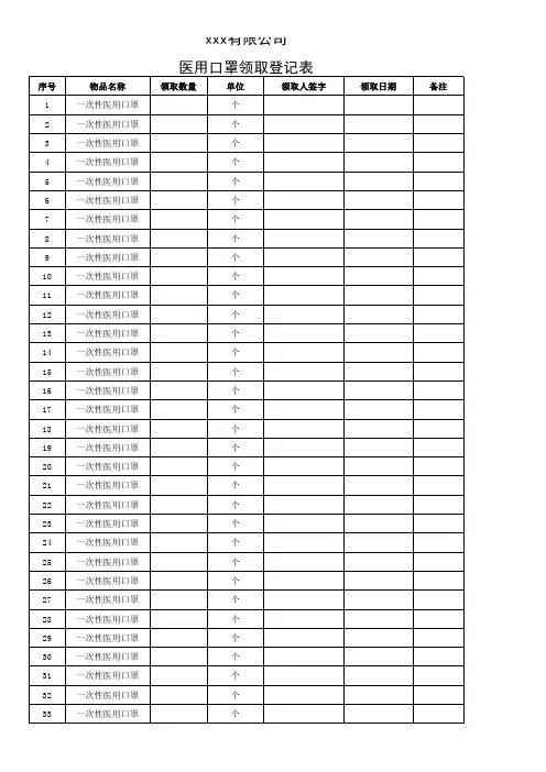 口罩领用登记表