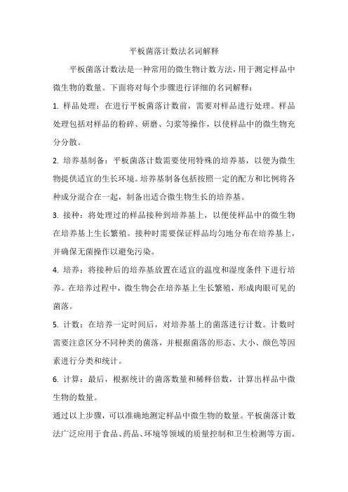 平板菌落计数法名词解释