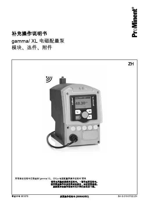 gamma  XL 电磁配量泵 补充操作说明书