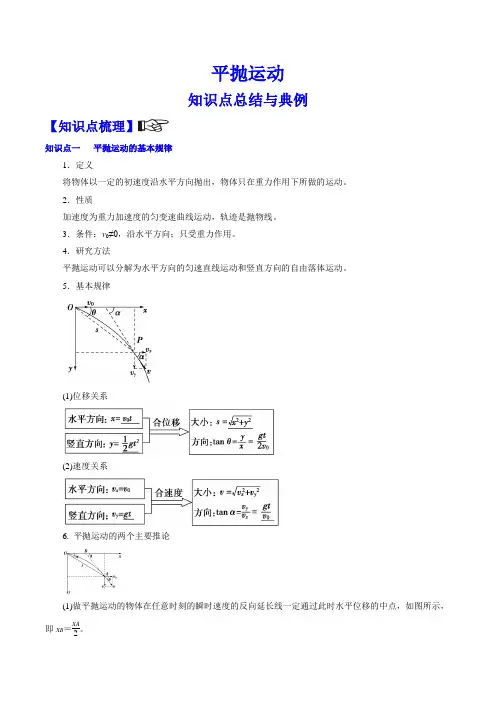 平抛运动 知识点总结与典例(最新)