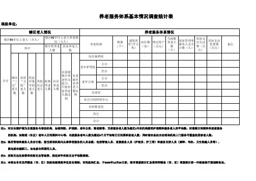 养老服务体系基本情况调查统计表