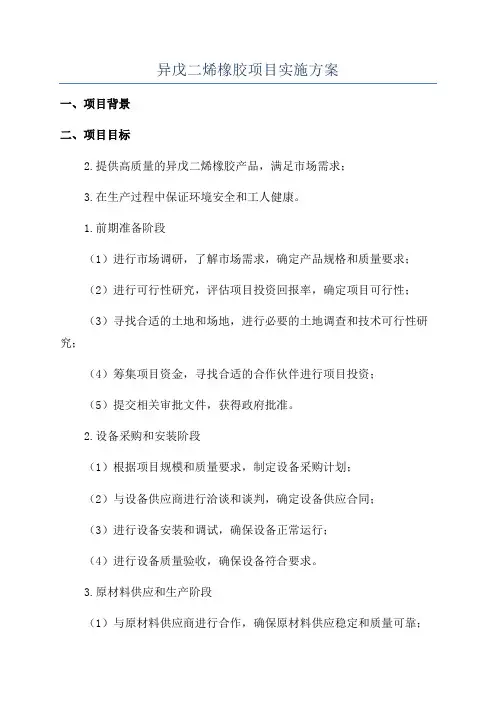 异戊二烯橡胶项目实施方案