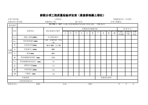 桥梁分项工程质量检验评定表(悬索桥混凝土塔柱)
