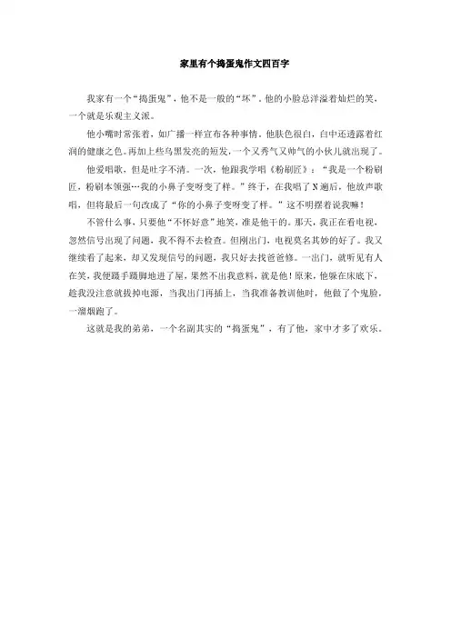 家里有个捣蛋鬼作文四百字