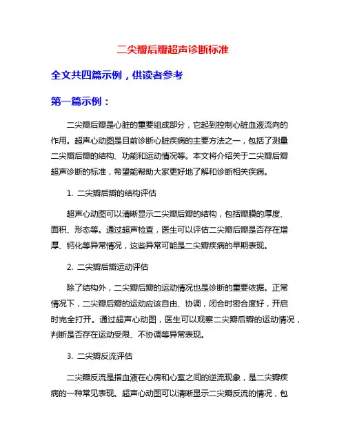 二尖瓣后瓣超声诊断标准