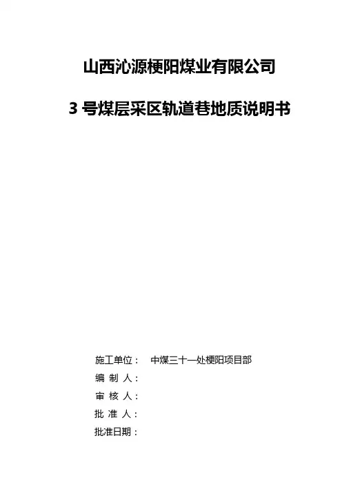 3号煤层采区轨道巷地质说明书