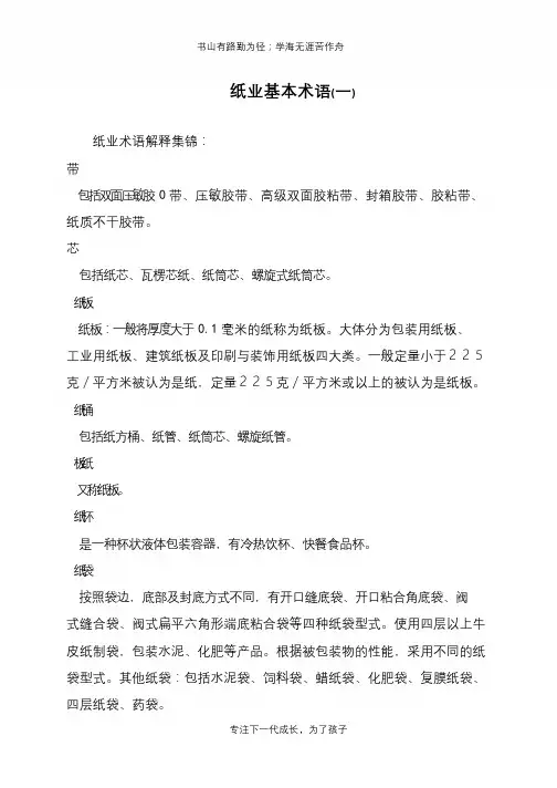 纸业基本术语(一)