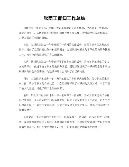 党团工青妇工作总结