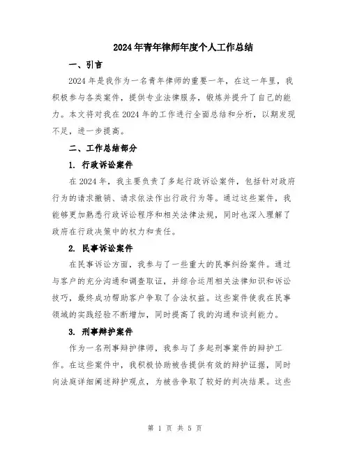 2024年青年律师年度个人工作总结