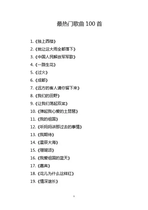 最热门歌曲100首