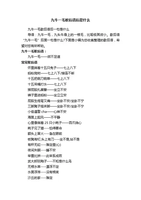 九牛一毛歇后语后是什么