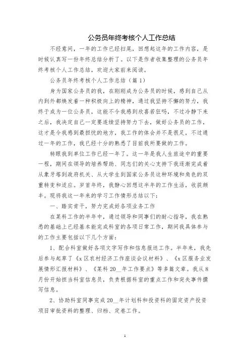 公务员年终考核个人工作总结