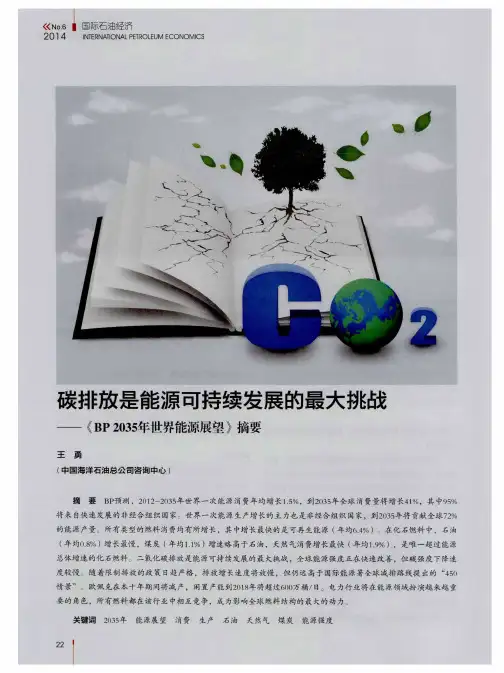 碳排放是能源可持续发展的最大挑战——《BP2035年世界能源展望》摘要