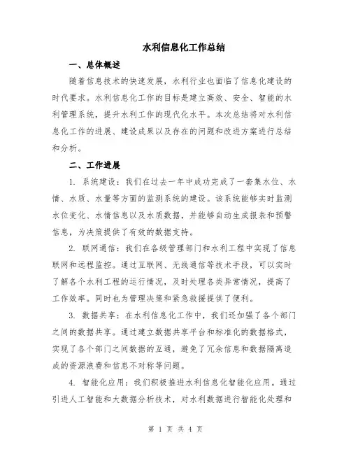 水利信息化工作总结