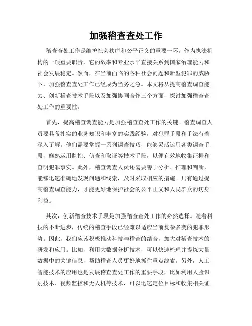 加强稽查查处工作