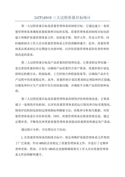 IATF16949三大过程质量目标统计