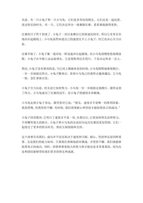 小兔子和小乌龟的故事