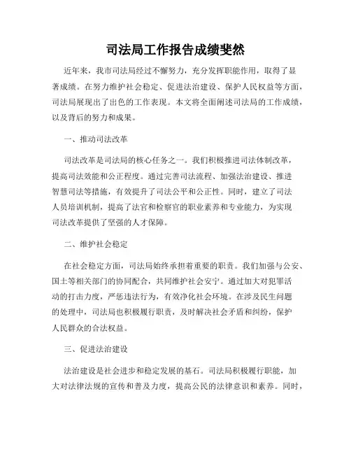 司法局工作报告成绩斐然