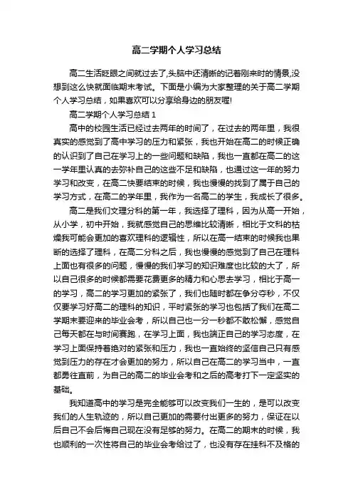 高二学期个人学习总结