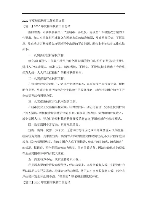 2020年度精准扶贫工作总结3篇