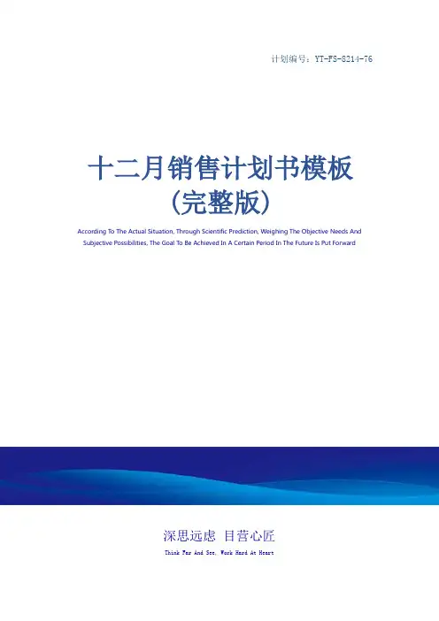 十二月销售计划书模板(完整版)