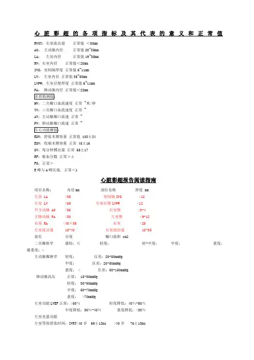 心脏彩超的各项指标正常值及其代表的意义