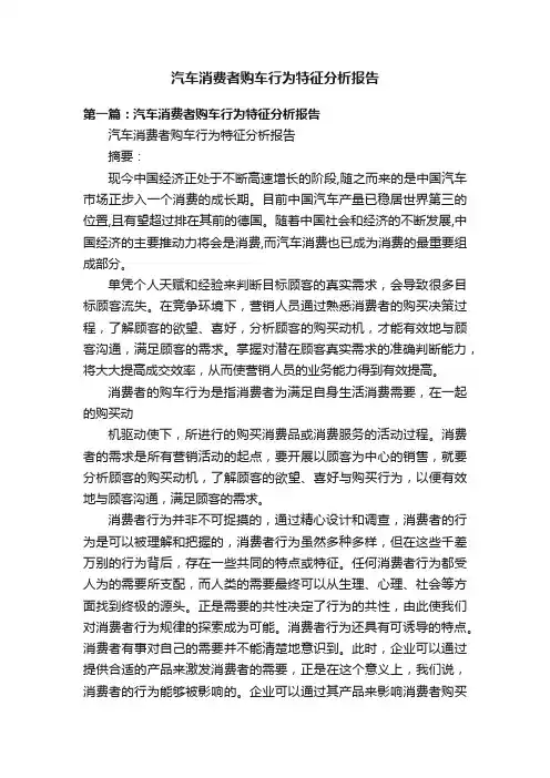 汽车消费者购车行为特征分析报告
